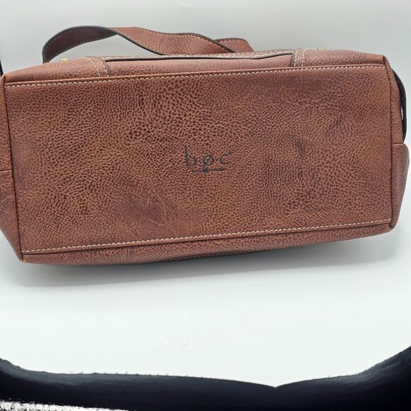 B.O.C Women's Olive & Brown Vinyl Shoulder Satchel Handbag Very Spacious Soft - Picture 5 of 15